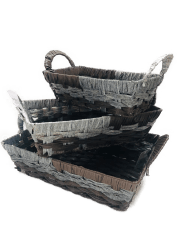 SET DE 3 CANASTAS RECTANGULAR DECORATIVA