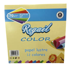 PAPEL LUSTRE FAJO 10X10 CM.24 HJAS REGAIL 2634