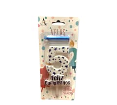 VELA FELIZ CUMPLEAÑOS N°5 PLASTICA 10 CM F345