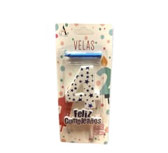 VELA FELIZ CUMPLEAÑOS N°4 PLASTICA 10 CM F344