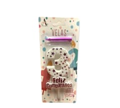 VELA FELIZ CUMPLEAÑOS N°3 PLASTICA 10 CM F343