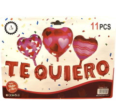 GLOBOS CORAZON Y LETRAS 11 UNID. TE QUIERO LUCERO F141