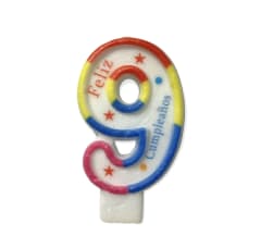 VELA FELIZ CUMPLEAÑOS N°9 6CM F329