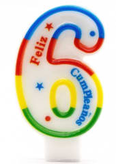 VELA FELIZ CUMPLEAÑOS N°6 6CM F326