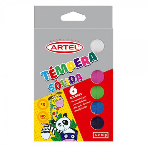 TEMPERA SOLIDA 6 COLORES 10 GRS. ARTEL 29000400 0