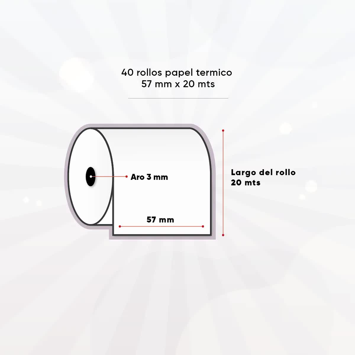 PAPEL ROLLO TERMICO 57x40 MTS. 48 GRS. 90222