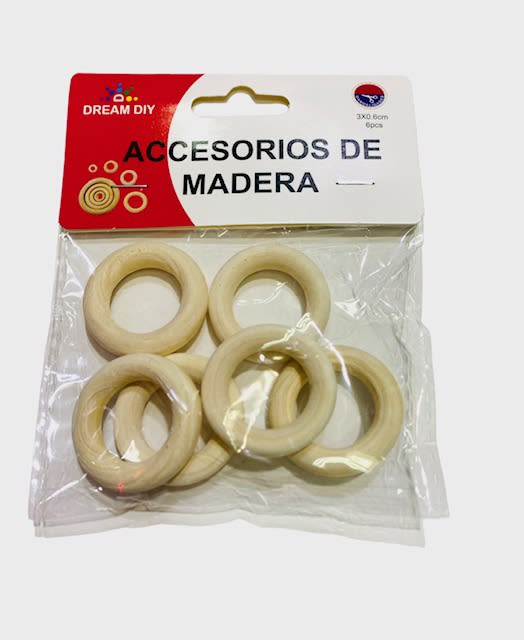 CIRCULOS DE MADERA NATURAL 3X0.6 CM 6 PCS DREAM DIY 23125 0