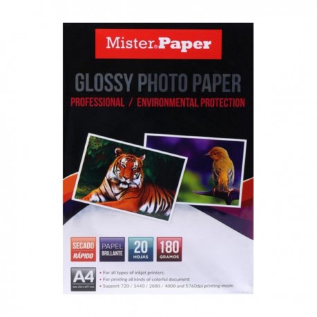 PAPEL FOTOGRAFICO 20 HJS.180 GRS TAMAÑO A4 2560   3237652