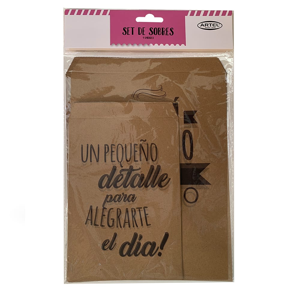 SOBRES DE 4 PAPEL KRAFT 20X26 CM 14X20 CM ARTEL 290010101