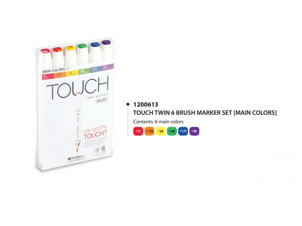 SET TOUCH BRUSH 6 COLOES BASE DOBLE PUNTA BIS/PINCEL 12006132