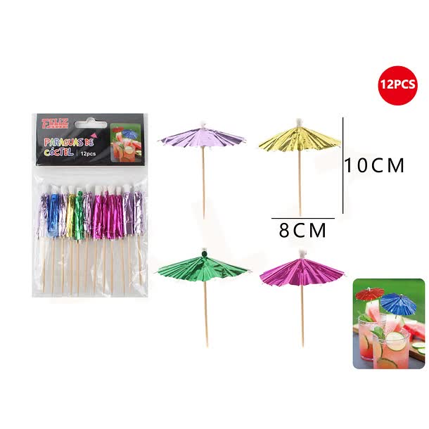 PARAGUAS DE COCTEL UNICORNIO Y COLORES 12PSC 10CM FELI 614015 1