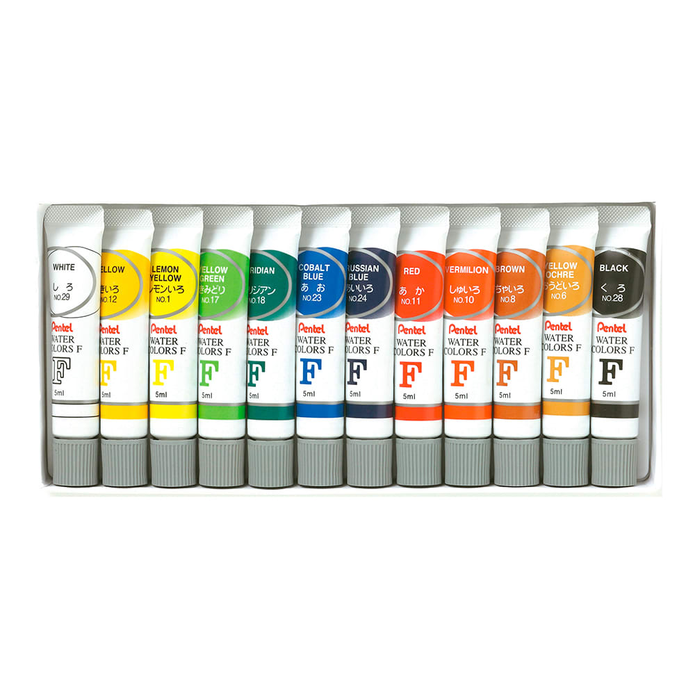 ACUARELA 12 COLORES EN TUBO 5 ML PENTEL WFRS-121