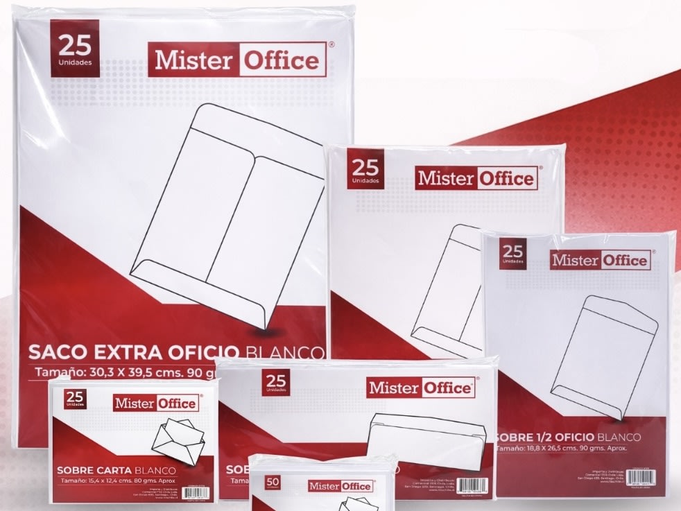 SOBRE CARTA X 25 UNID 15X12CM MISTER OFFICE 811122