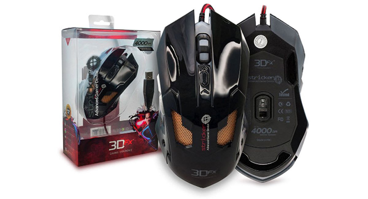 MOUSE GAMER C/CABLE PROFESIONAL 6 BOTONES C/LUZ 3D FX STRICHER 4000PI 0