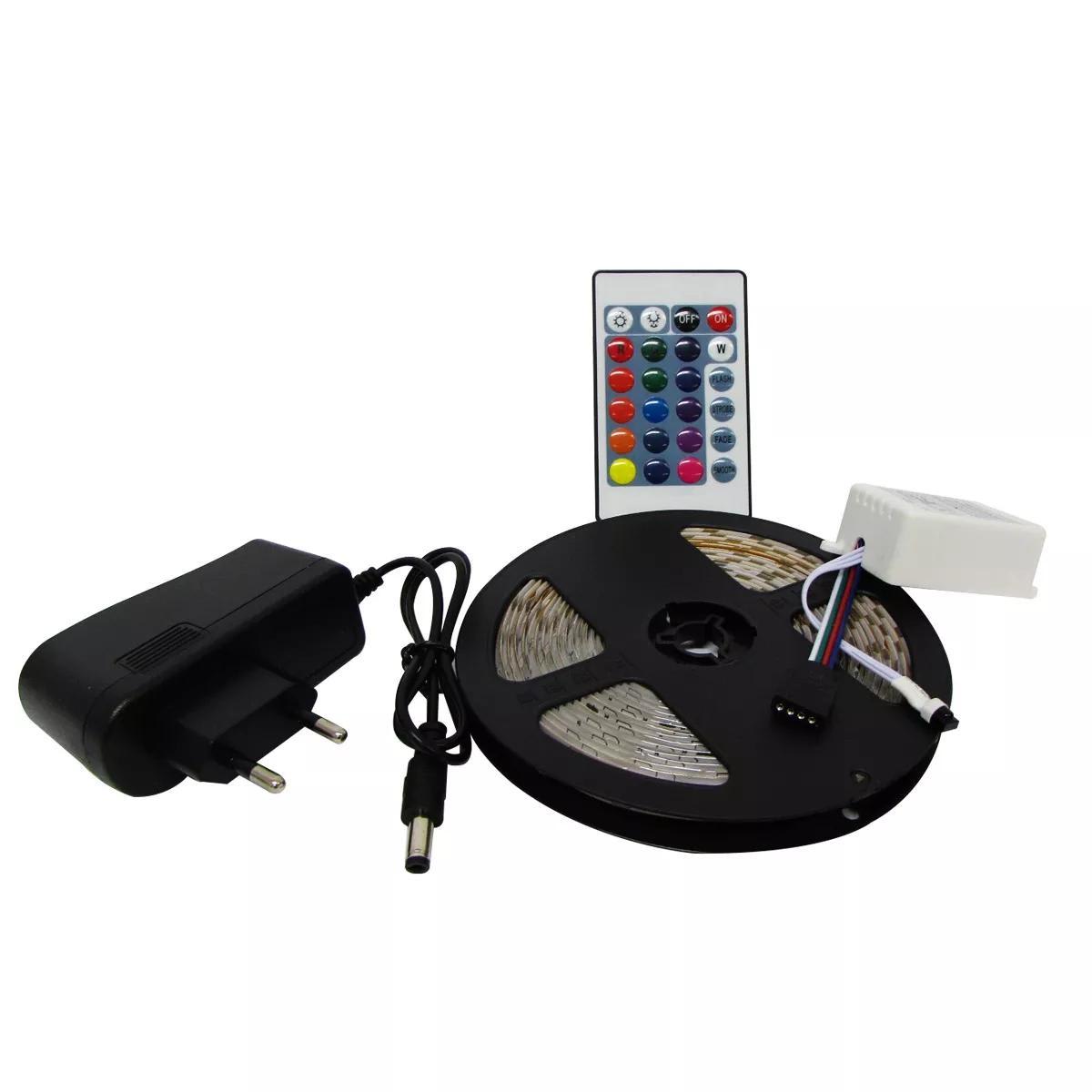 TIRA LUZ LED 5 MTS. 4 COLORES CON CARGADOR Y CONTROL REMOTO 1618110 0