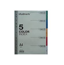 SEPARADOR A4 PLASTICO 5 DIVISIONES ST-01701 STUDMARK 804122