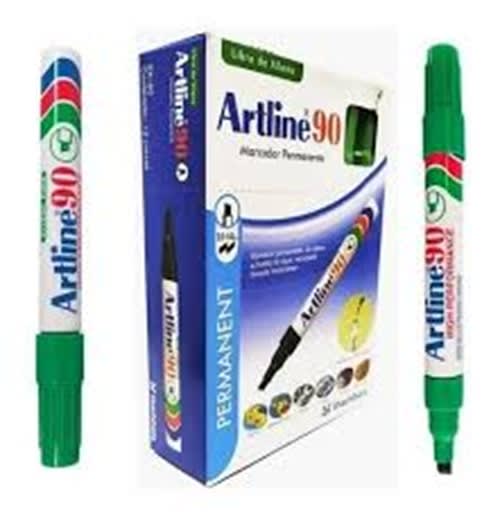 12 PLUMON PERMANENTE ARTLINE 90 VERDE PUNTA BISELADA 8023311