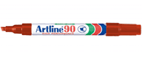 12 PLUMON PERMANENTE ARTLINE 90 ROJO PUNTA BISELADA 8023244