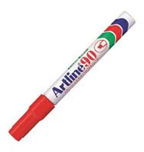 12 PLUMON PERMANENTE ARTLINE 90 ROJO PUNTA BISELADA 8023241