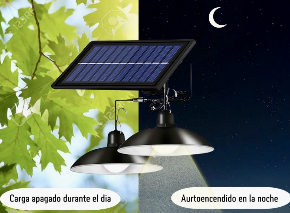 LAMPARA LED SOLAR DOBLE CON PANEL SOLAR CONTROL REMOTO F-2308