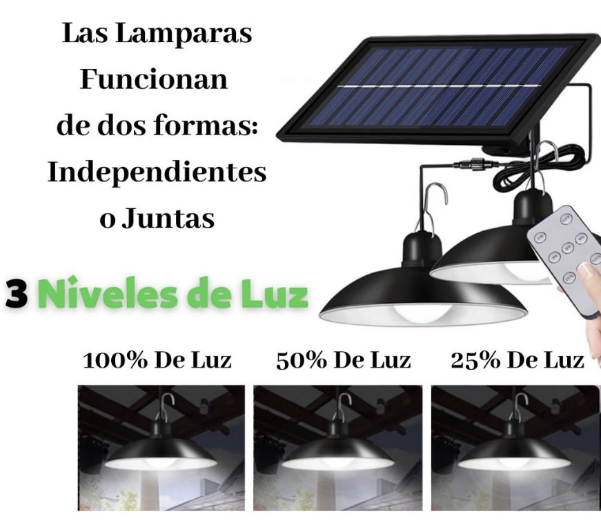 LAMPARA LED SOLAR DOBLE CON PANEL SOLAR CONTROL REMOTO F-2303