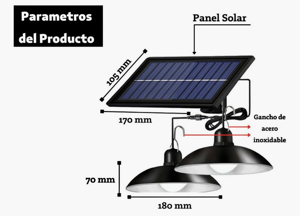 LAMPARA LED SOLAR DOBLE CON PANEL SOLAR CONTROL REMOTO F-2302
