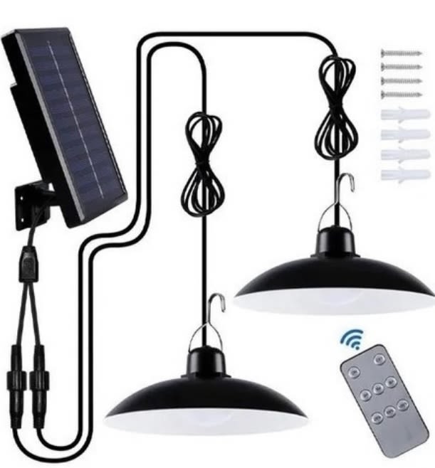 LAMPARA LED SOLAR DOBLE CON PANEL SOLAR CONTROL REMOTO F-230 0