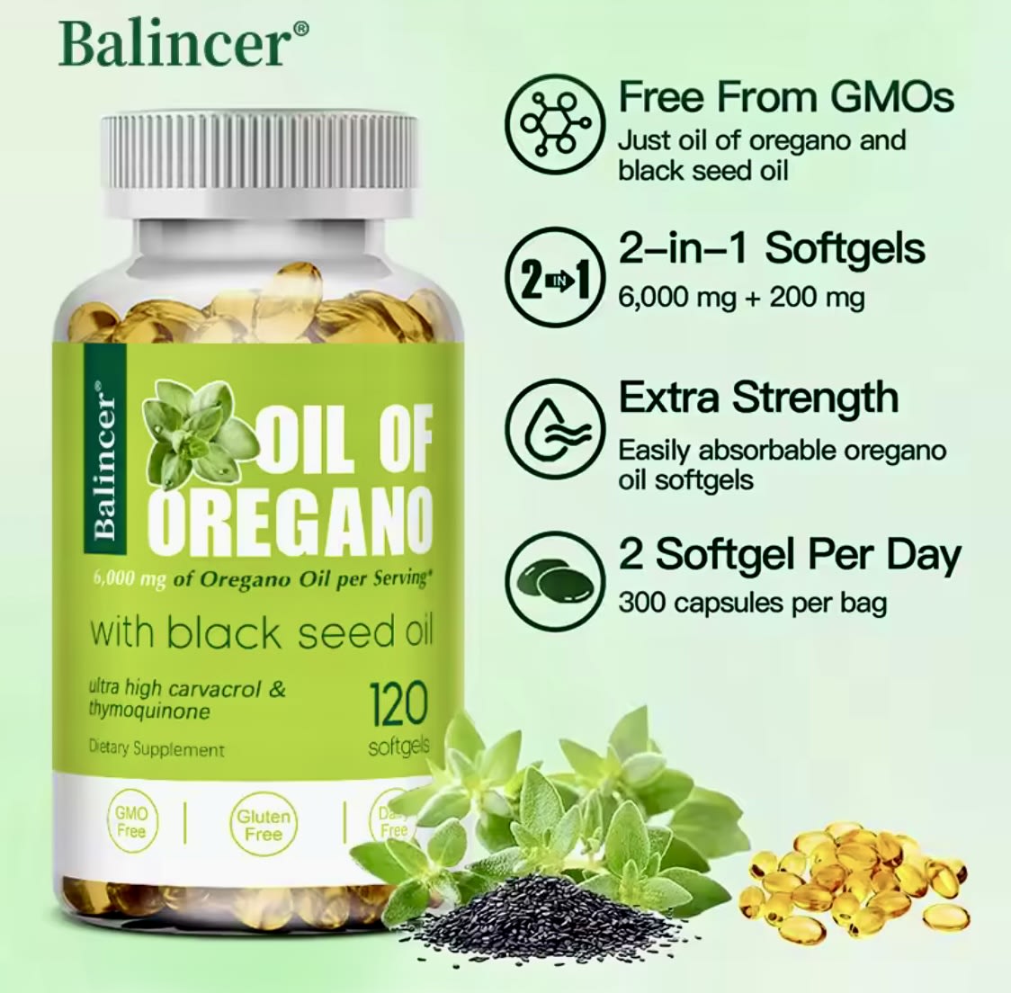 Aceite De Orégano 30 Caps Soft Gel Balincer Oregano Oil3