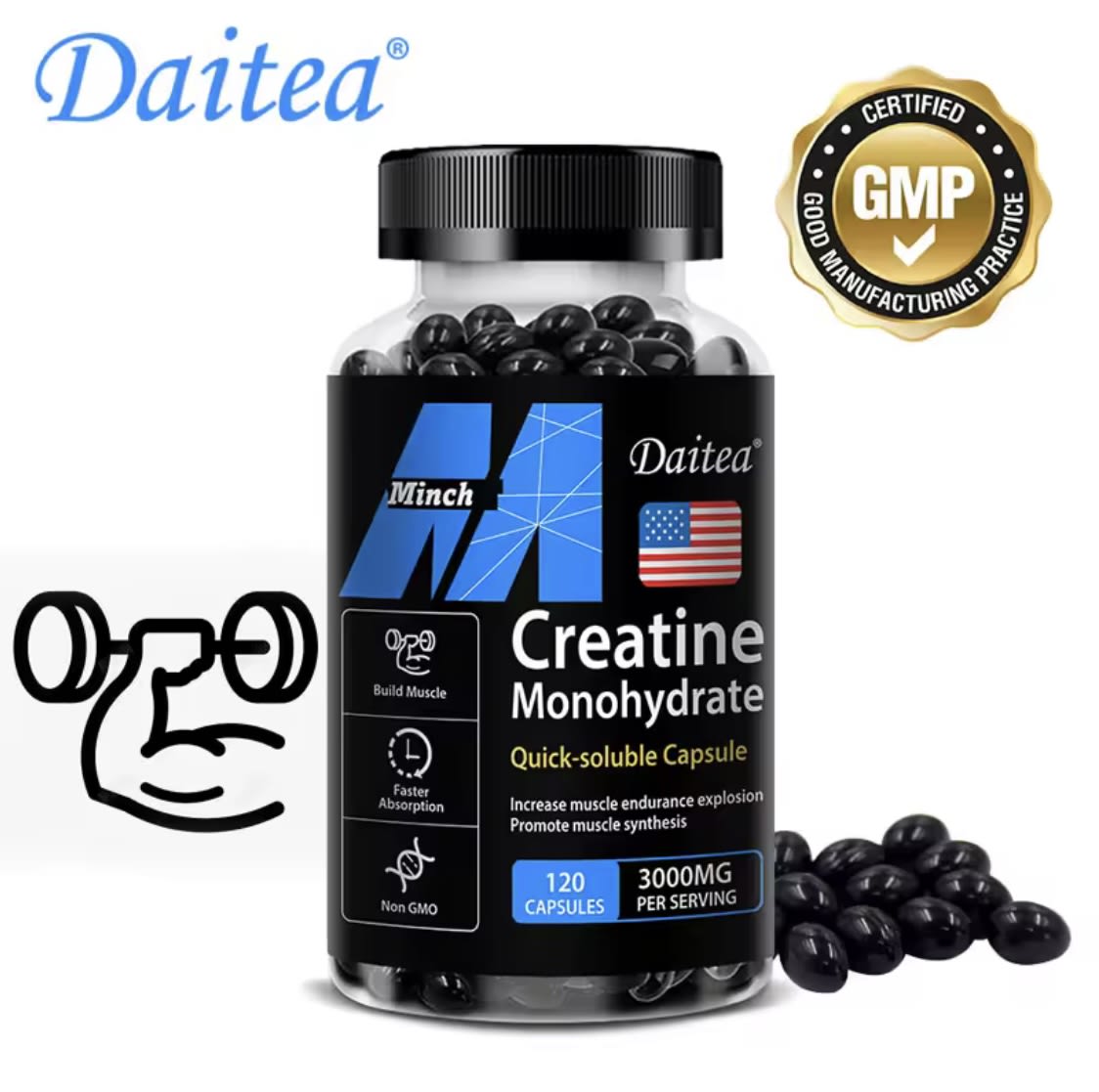 Creatina Monohydrate 30 Capsulas 3000mg Sabor Sin Sabor4