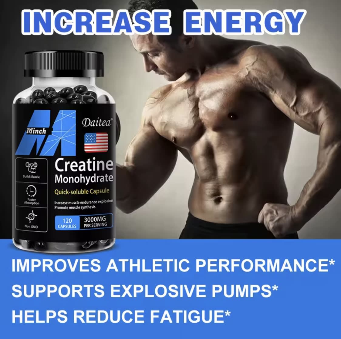 Creatina Monohydrate 30 Capsulas 3000mg Sabor Sin Sabor3