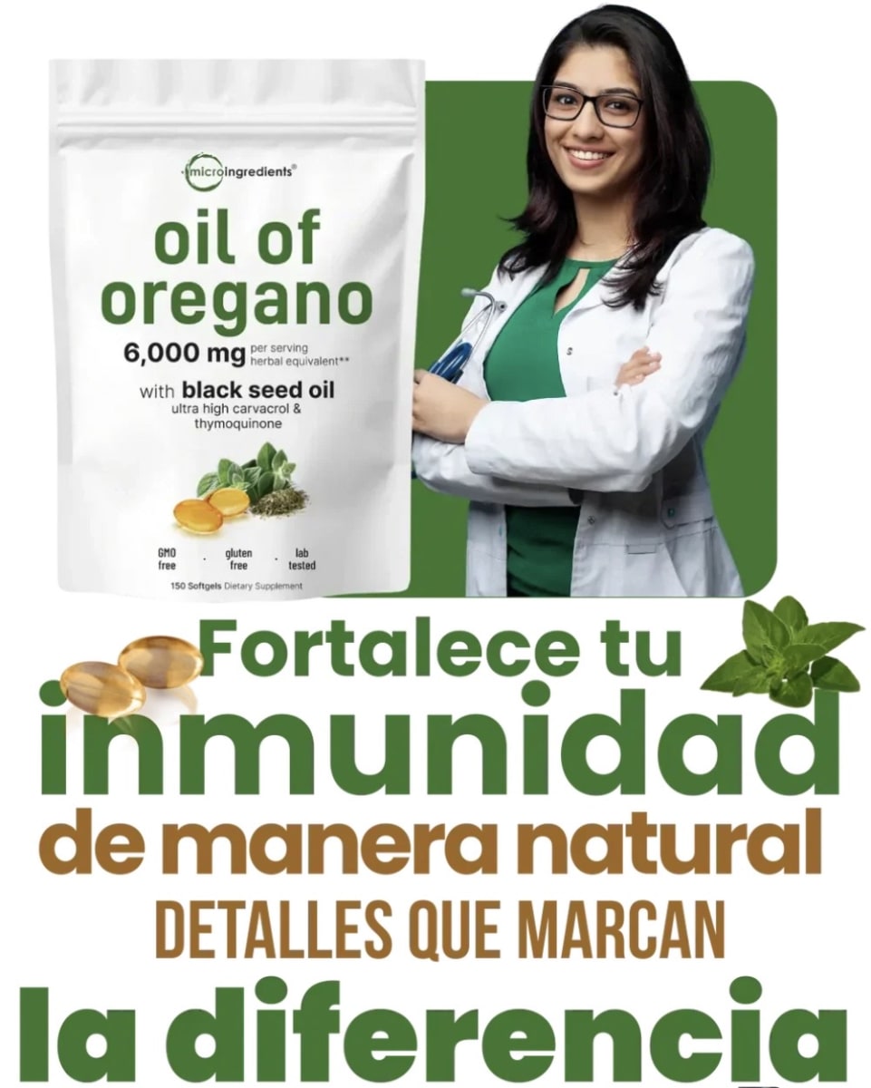 ACEITE DE OREGNO 180 CAPSULAS BLANDAS 6000 Mg OIL CARVACROL3