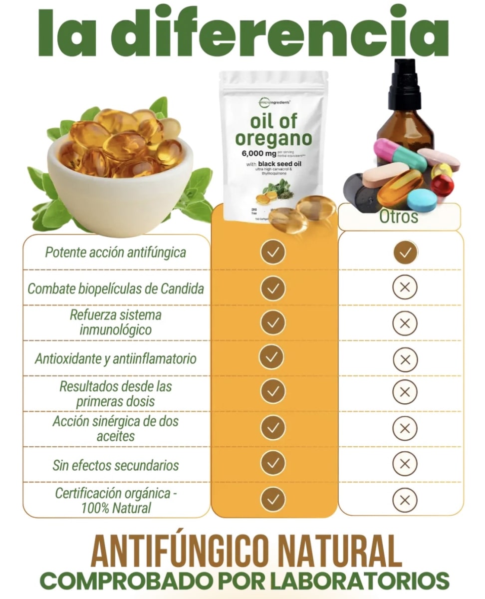 ACEITE DE OREGNO 180 CAPSULAS BLANDAS 6000 Mg OIL CARVACROL4