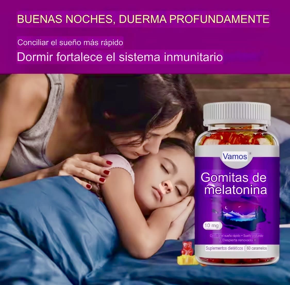MELATONINA 30 GOMITAS 10 MG. GOMAS DAITEA NIÑOS Y ADULTOS DUERME BIEN4