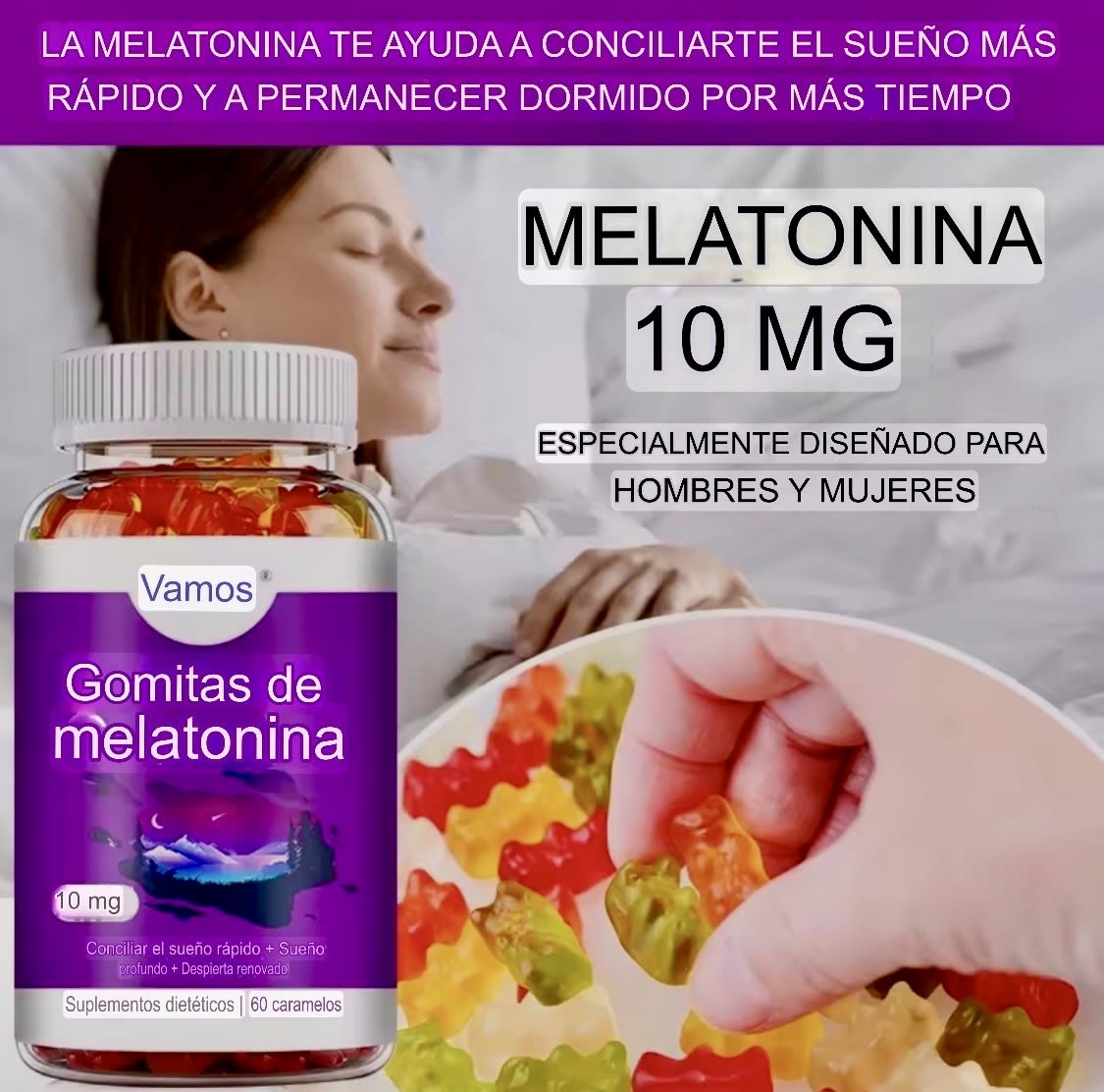 MELATONINA 30 GOMITAS 10 MG. GOMAS DAITEA NIÑOS Y ADULTOS DUERME BIEN8