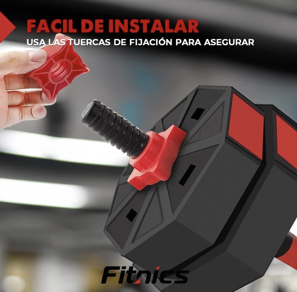 SET DE MANCUERNAS 20 KILOS TRANSFORMABLES A PESAS CON BARRA6