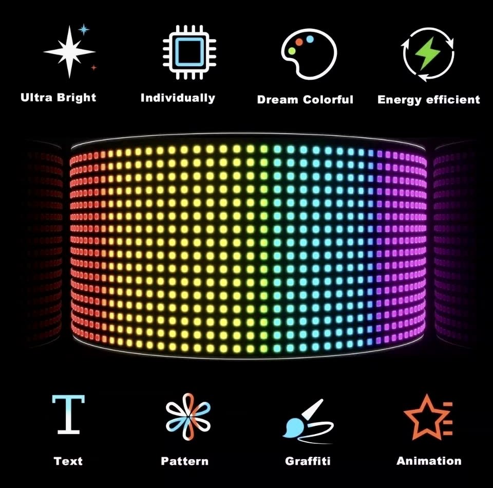 LETRERO FLEXIBLE MULTILED COLORES FRASES USB BLUETOOTH 16643