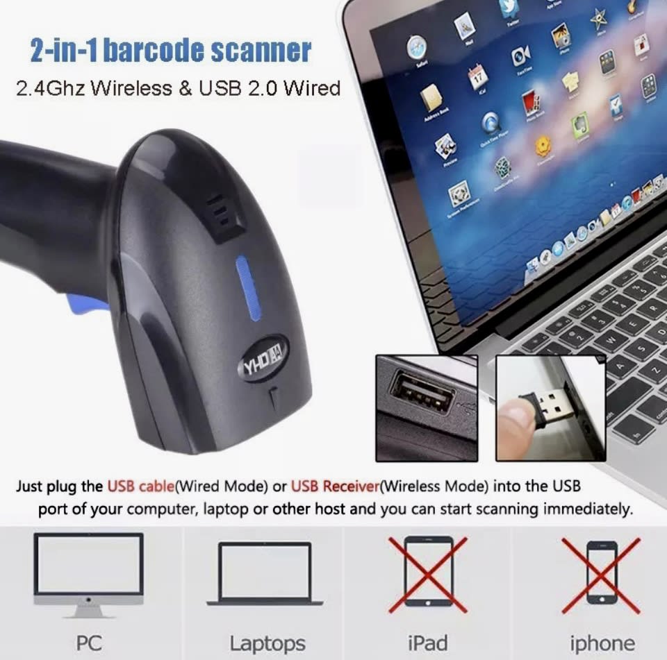 LECTOR DE CODIGOS DE BARRA BLUETOOTH INALAMBRICO 2.4G 2210494