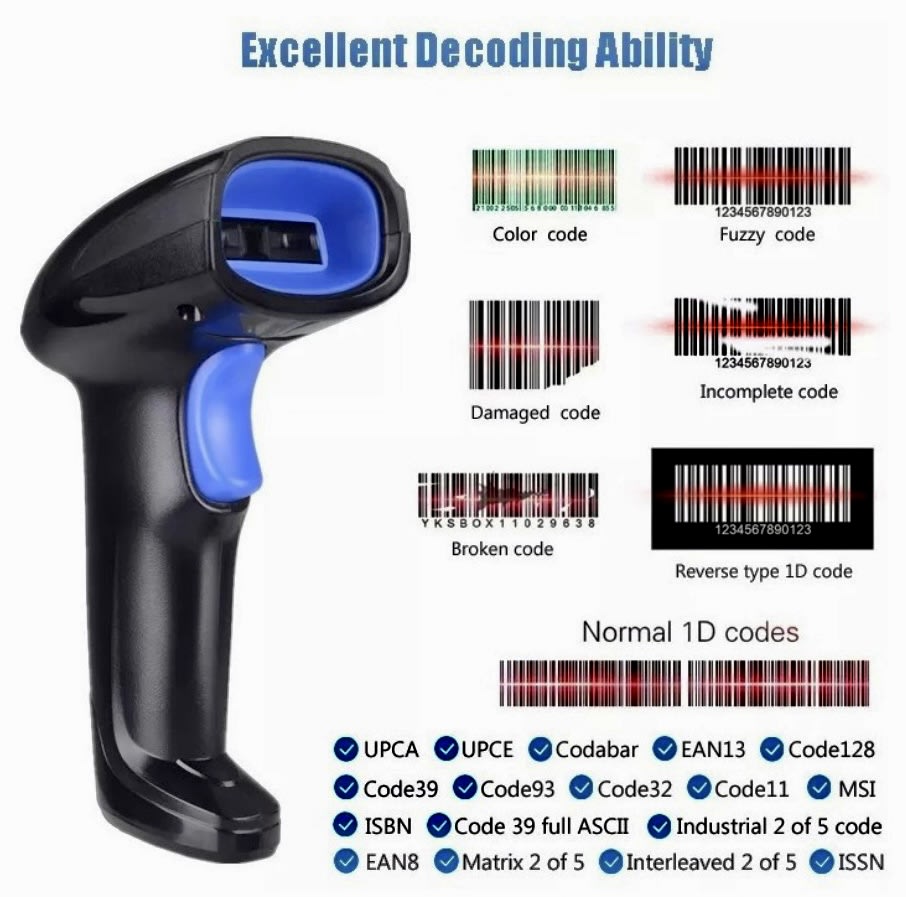 LECTOR DE CODIGOS DE BARRA BLUETOOTH INALAMBRICO 2.4G 2210495