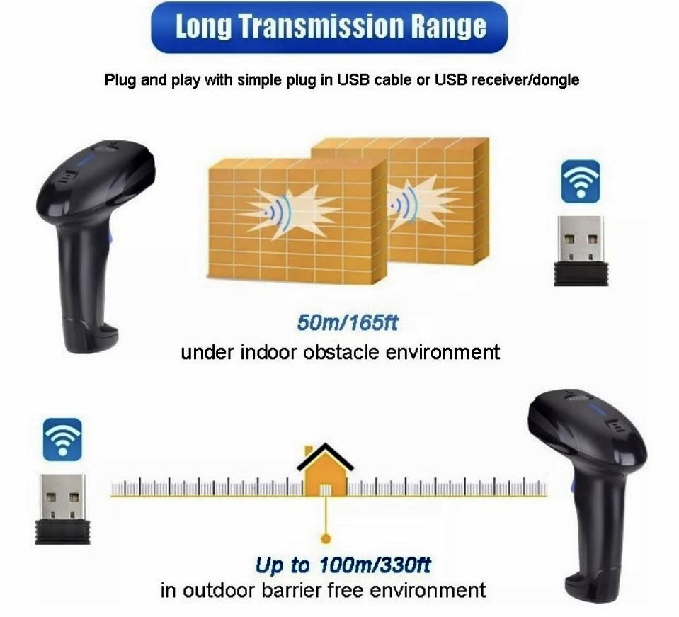 LECTOR DE CODIGOS DE BARRA BLUETOOTH INALAMBRICO 2.4G 2210498