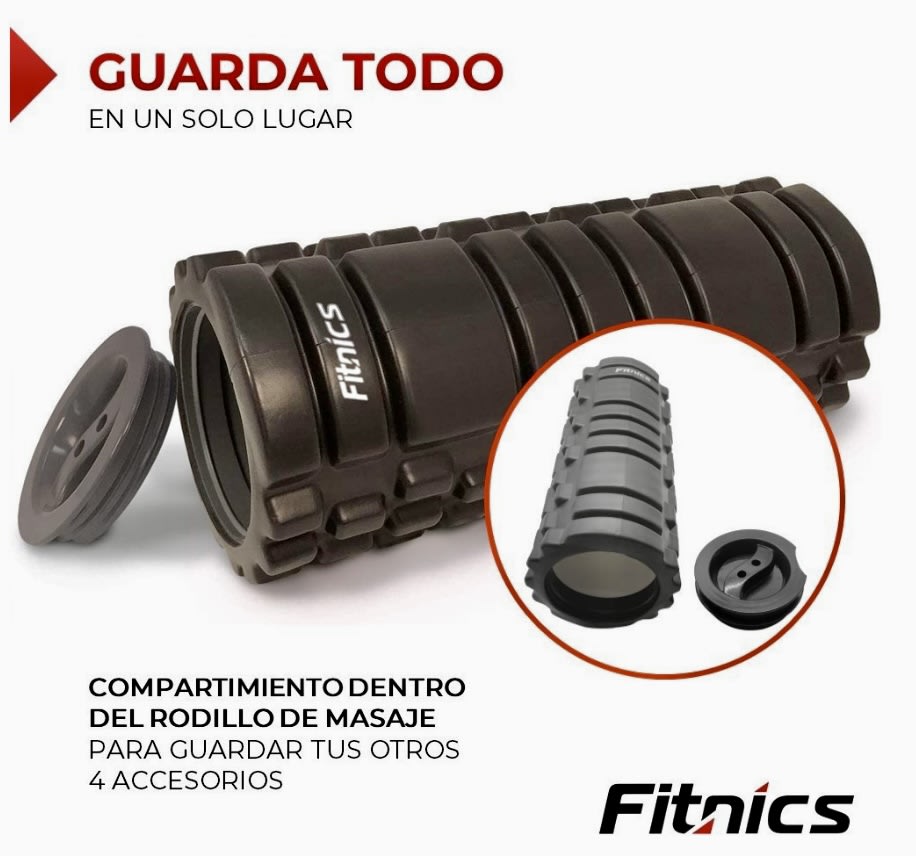 RODILLO CON SET 5 ELONGACION Y MASAJES FITNICS ROLLER FOAM8