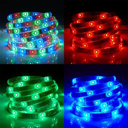 TIRA LUZ LED 5 MTS. 4 COLORES CON CARGADOR Y CONTROL REMOTO 16181102