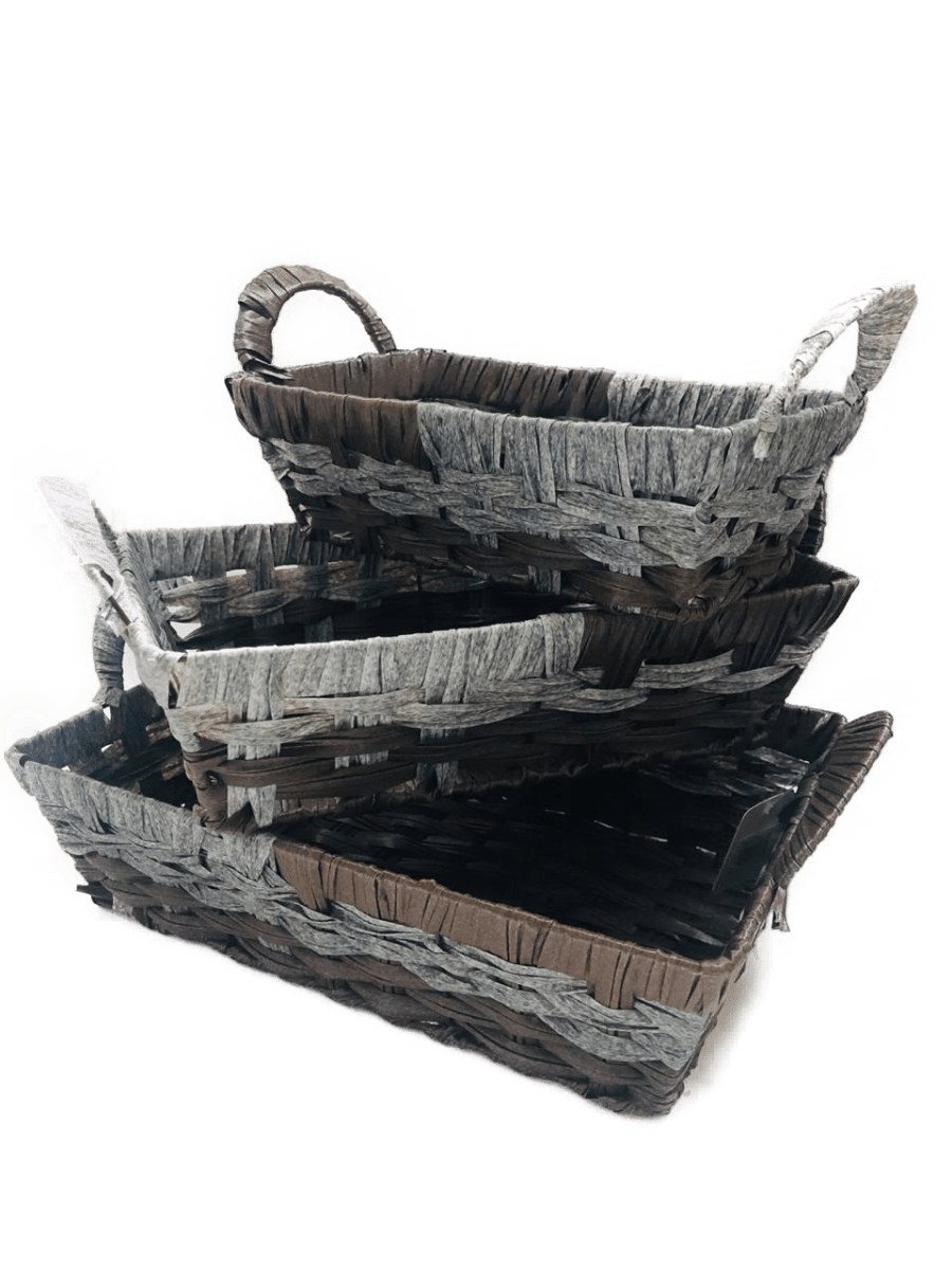 SET DE 3 CANASTAS RECTANGULAR DECORATIVA 0