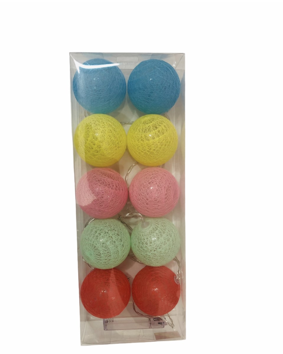 LUZ LED ESFERA 10 UNID. COLORES C/PILA AA 2 UNID. (NO INCLUIDAS)2