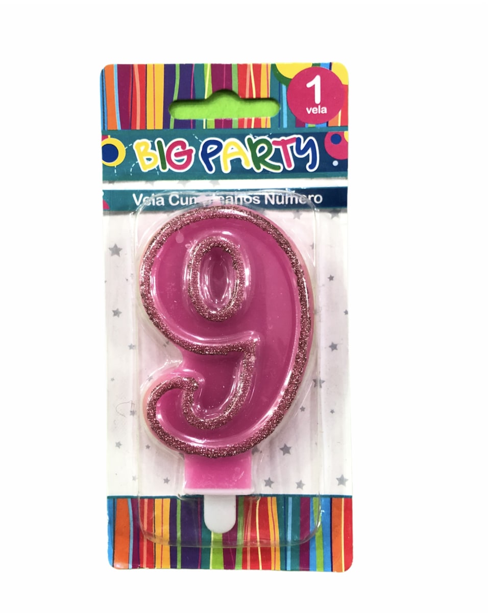 VELA DE CUMPLEAÑOS N° 9 8CM BIG PARTY2