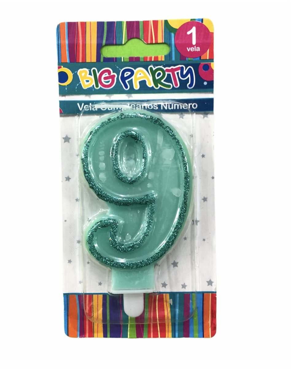 VELA DE CUMPLEAÑOS N° 9 8CM BIG PARTY3