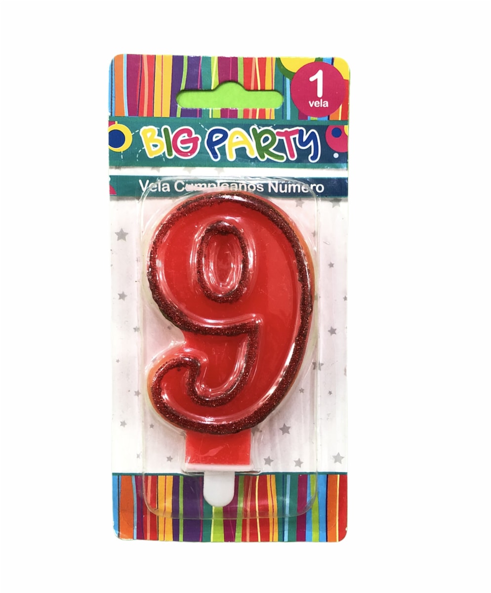 VELA DE CUMPLEAÑOS N° 9 8CM BIG PARTY4