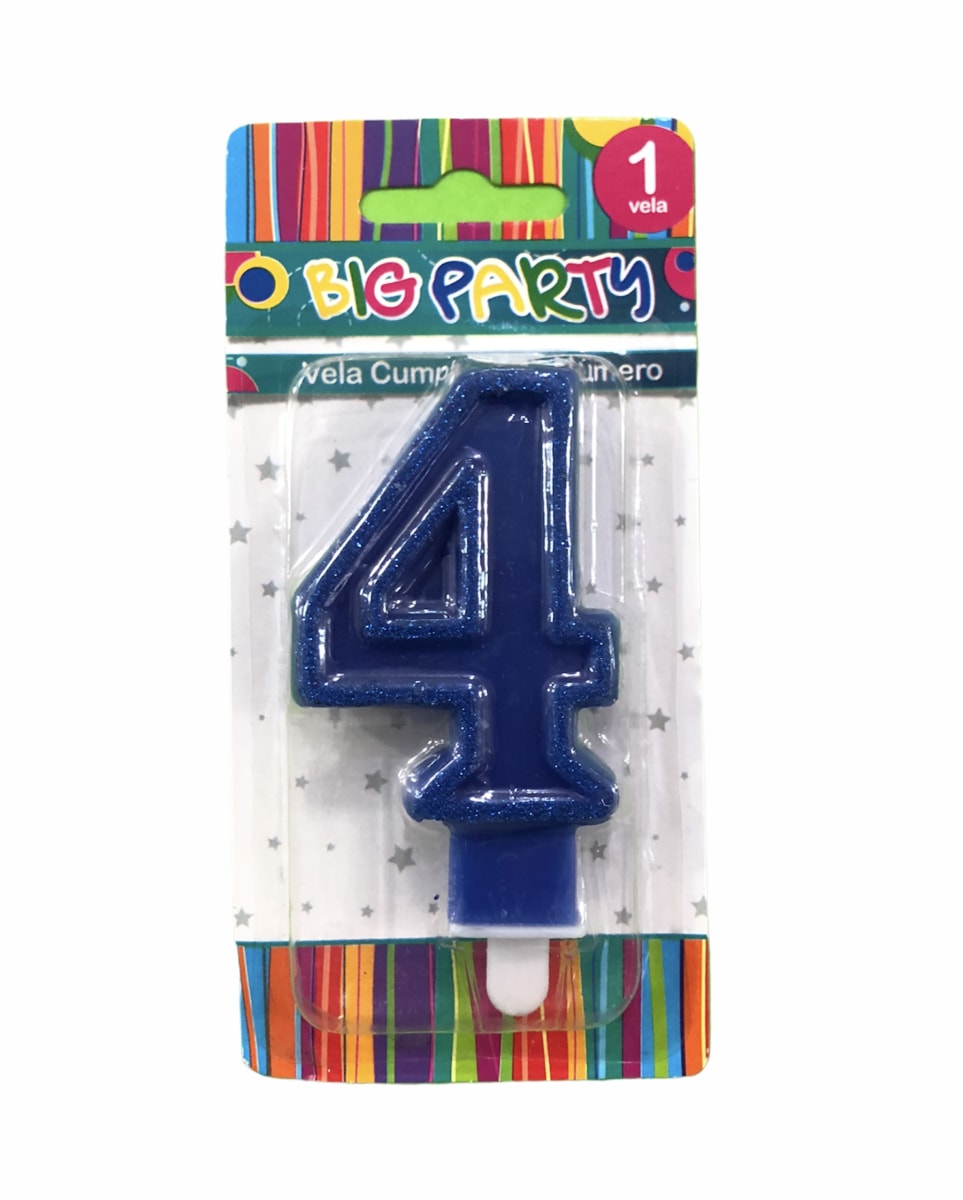 VELA DE CUMPLEAÑOS N° 4 8CM BIG PARTY1