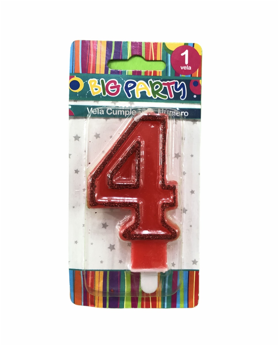 VELA DE CUMPLEAÑOS N° 4 8CM BIG PARTY2