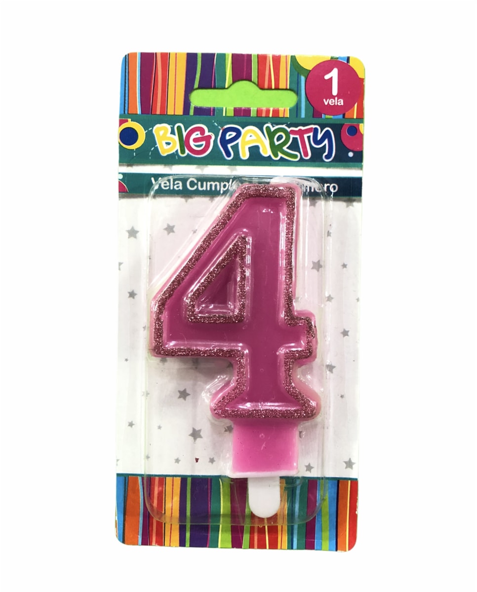 VELA DE CUMPLEAÑOS N° 4 8CM BIG PARTY 3