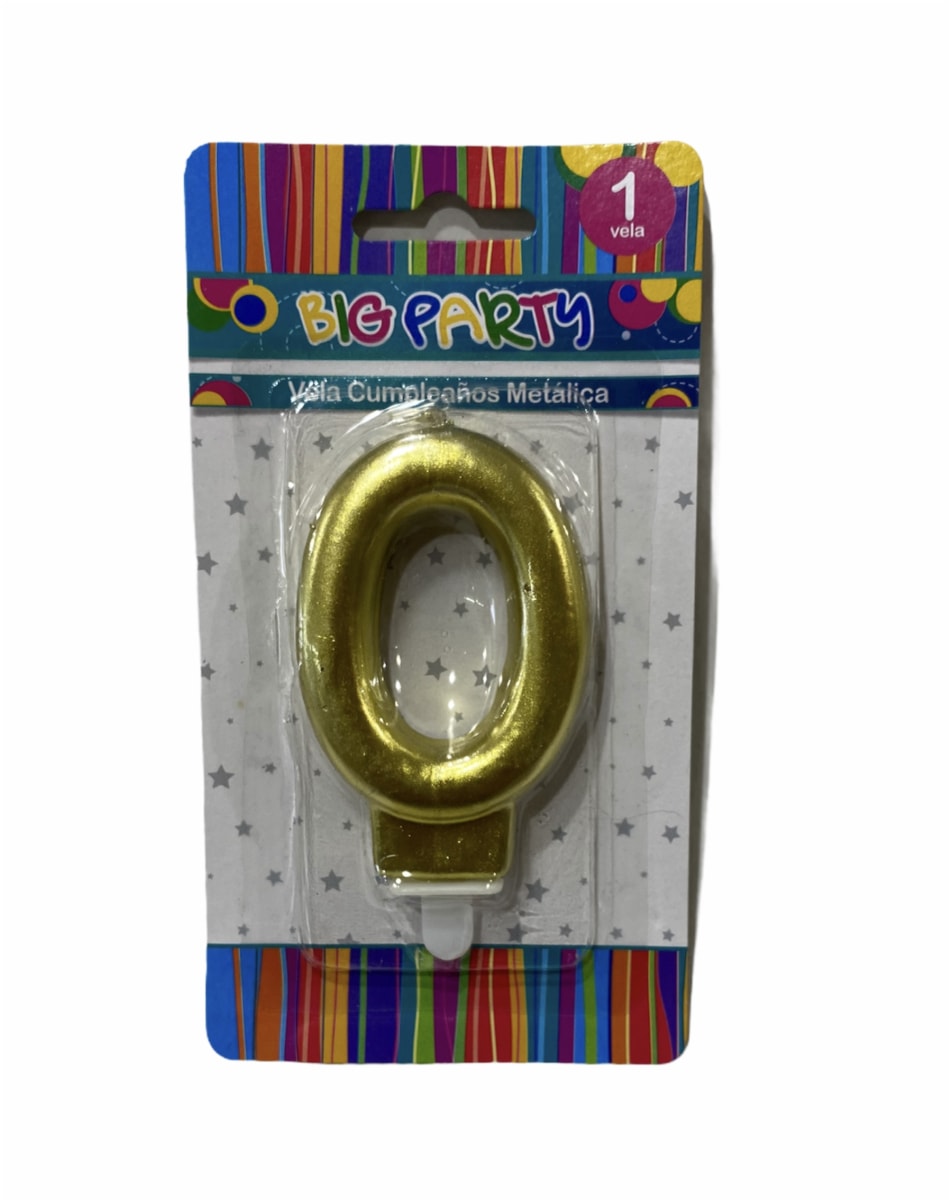 VELA DE CUMPLEAÑOS N° 0 8CM METALIZADA BIG PARTY2